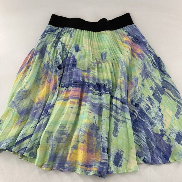 Apt 9 Abstract Print Pleated Midi Skirt With Elastic Waistband Size M Watercolor - Picture 10 of 11